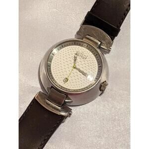 RARE Vintage Axcent Gravity Mens Quartz Watch X8510 Leather Strap 5ATM Stainless